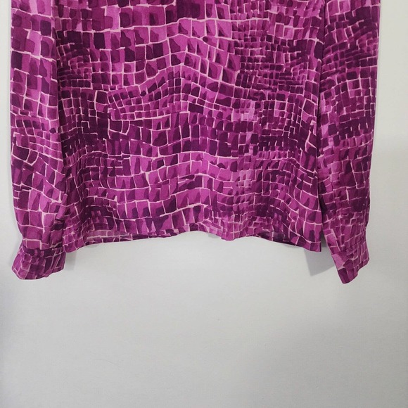 St. John Silk Purple V-neck Long Sleeve Blouse Size 10 - Picture 4 of 9